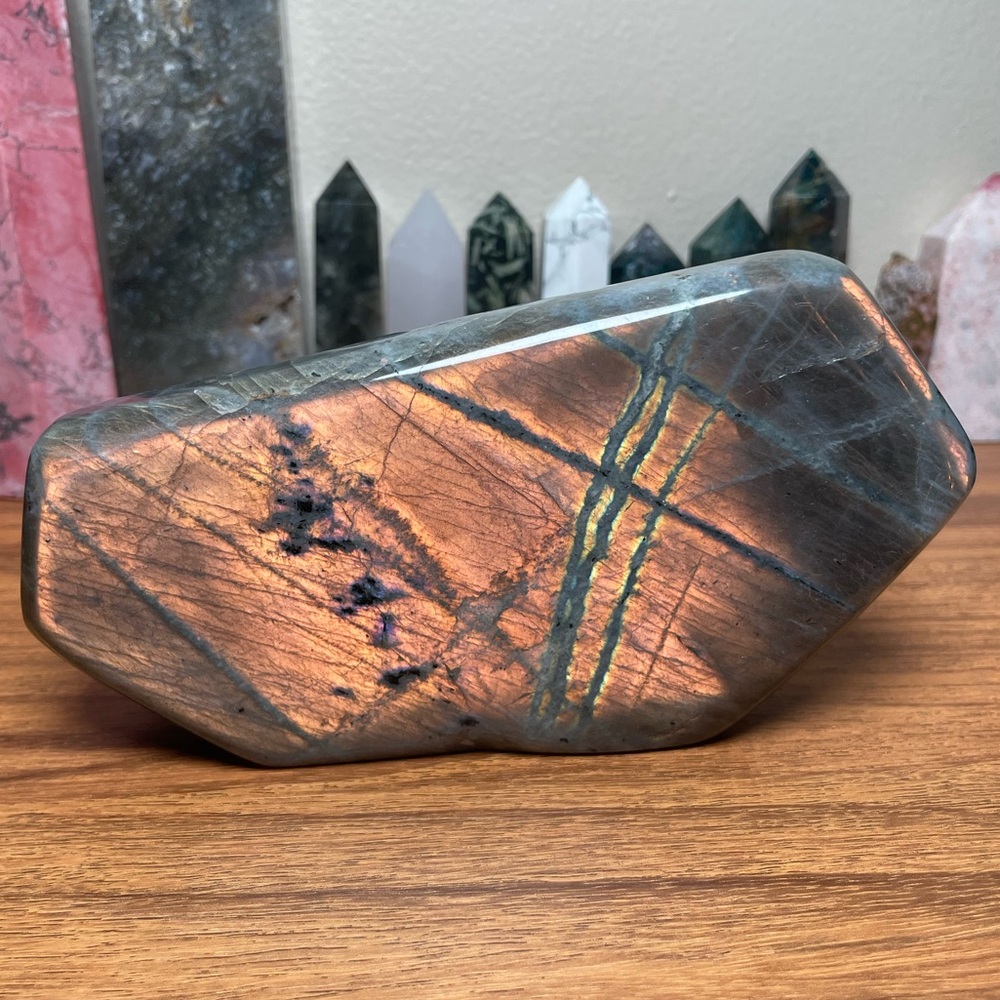 Brown Flash Labradorite Crystal Freeform